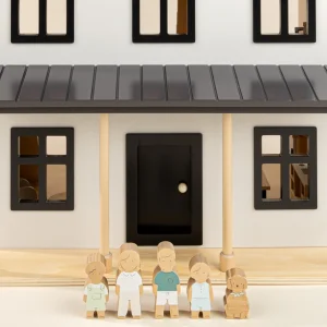 Set di 5 personaggi della casa delle bambole in legno