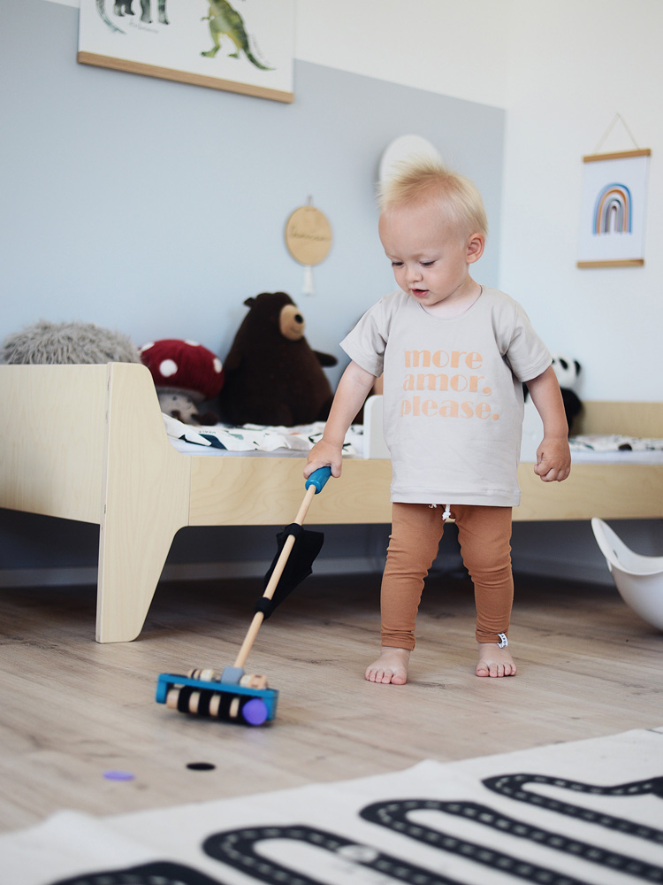 Aspirapolvere in legno da spingere