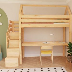 House Loft Soppalco letto + scrivania 90x200cm – 2 colori disponibili