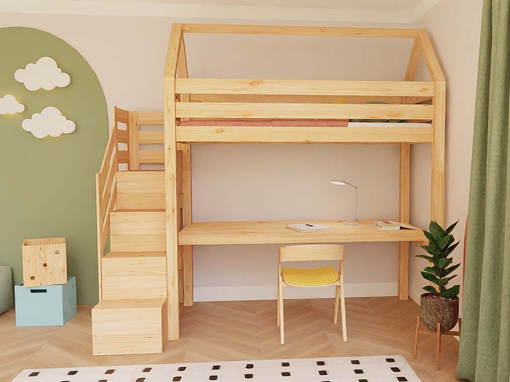 House Loft Soppalco letto + scrivania 90x200cm – 2 colori disponibili