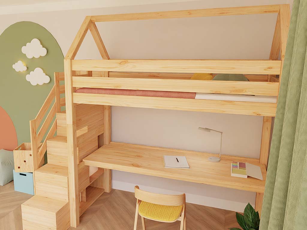 House Loft Soppalco letto + scrivania 90x200cm – 2 colori disponibili - immagine 4