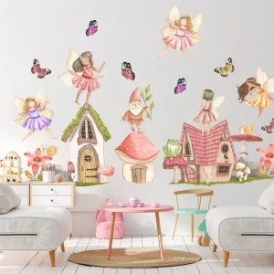 Adesivo da parete il mondo delle fate rimovibile con pellicola adesiva