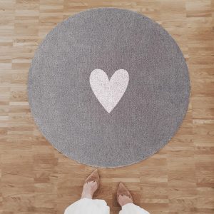 TAPPETO ROTONDO CUORE GRIGIO