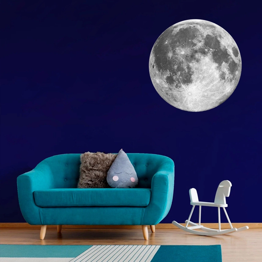 Adesivo da parete argentato luna piena - immagine 5