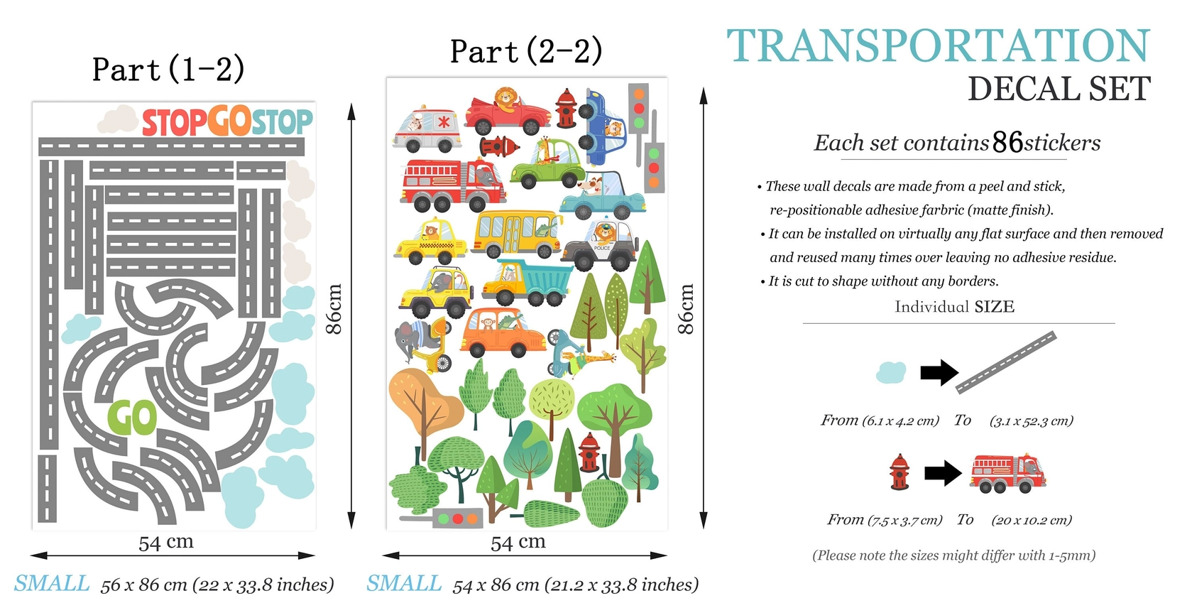 Adesivo murale rimovibile con animali autisti su pista forestale - immagine 8