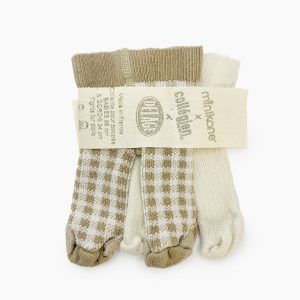 Set di 2 collant beige vichy/panna