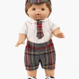 Completo William con cravatta e pantaloni scozzesi grigi