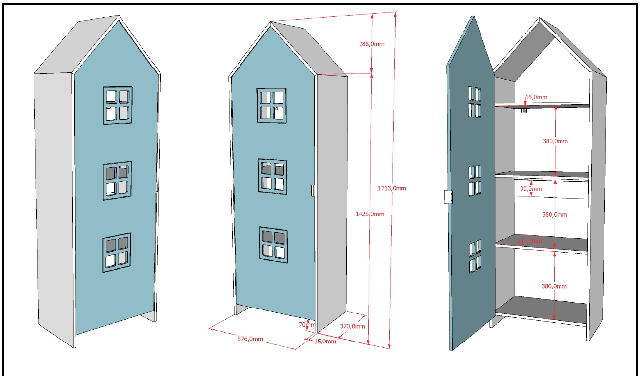 Armadio EFFECIHOUSE – configurazione 1 modulo con anta celeste - immagine 3