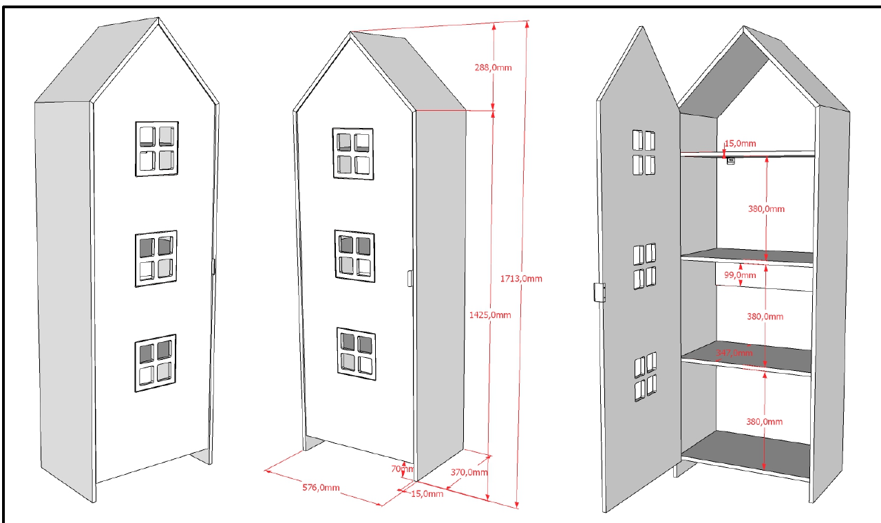 Armadio EFFECIHOUSE – configurazione 1 modulo con anta in BIANCO - immagine 3