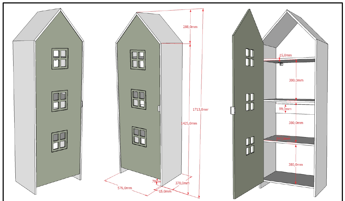 Armadio EFFECIHOUSE – configurazione 1 modulo con anta VERDE SALVIA - immagine 3