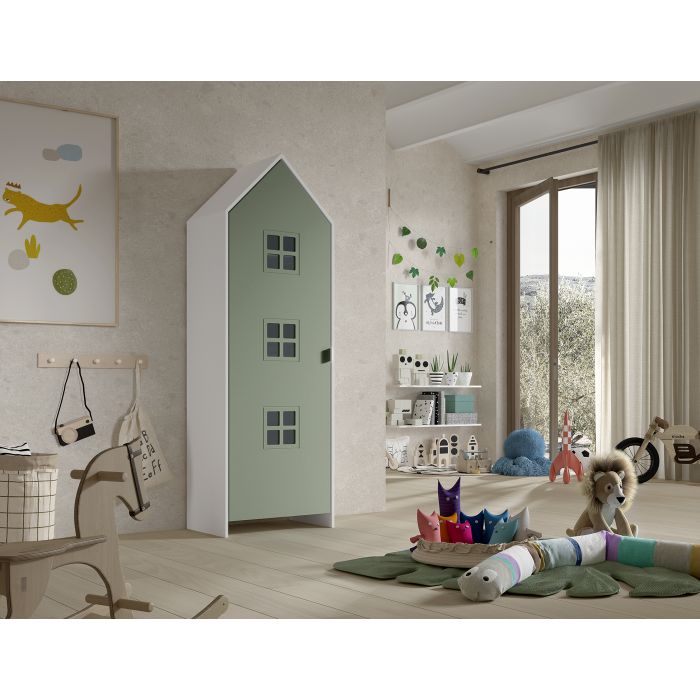 Armadio EFFECIHOUSE – configurazione 1 modulo con anta VERDE SALVIA - immagine 2