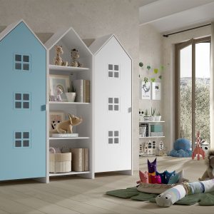 Armadio EFFECIHOUSE – configurazione a 3 ante celeste-bianco-bianco