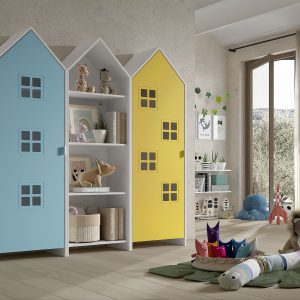 Armadio EFFECIHOUSE – configurazione a 3 ante celeste-bianco-giallo