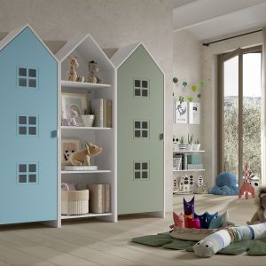 Armadio EFFECIHOUSE – configurazione a 3 ante celeste-bianco-salvia