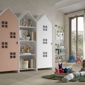 Armadio EFFECIHOUSE – configurazione a 3 ante rosa-bianco-biano