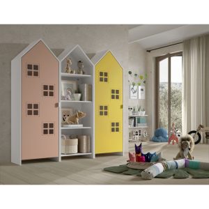 Armadio EFFECIHOUSE – configurazione a 3 ante rosa-bianco-giallo