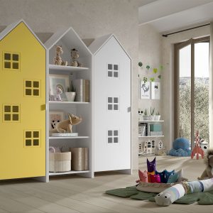 Armadio EFFECIHOUSE – configurazione a 3 ante giallo-bianco-bianco