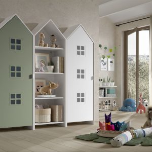 Armadio EFFECIHOUSE – configurazione a 3 ante salvia-bianco-bianco