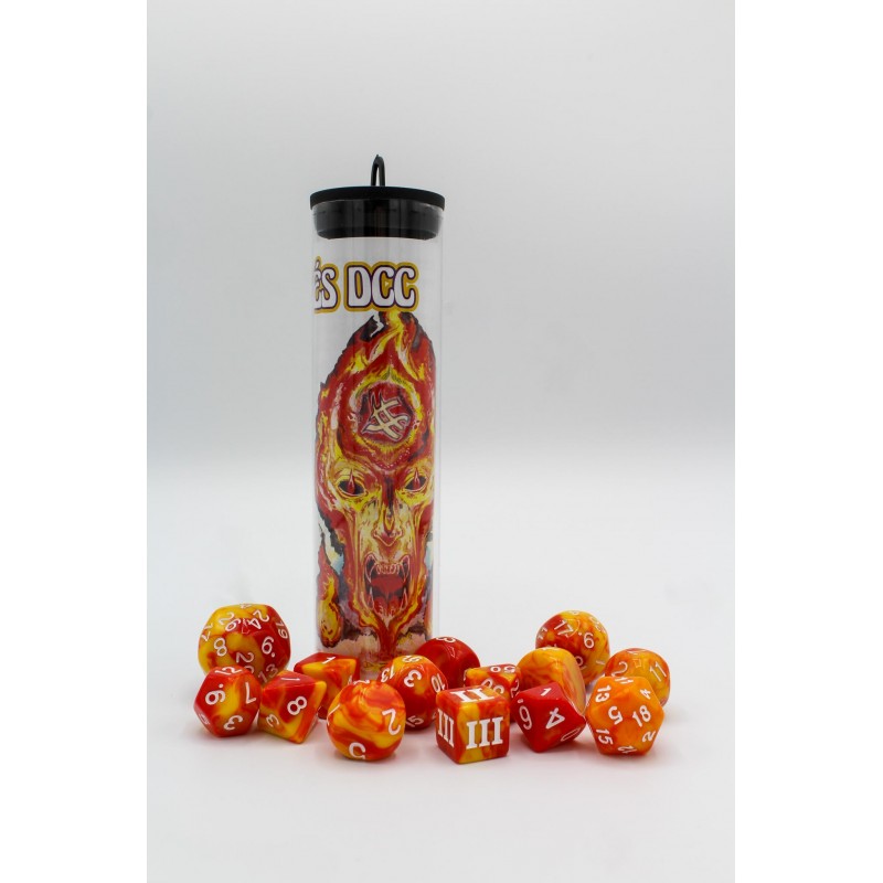 Dungeon Crawl Classics – DADI STRAMBI – Set Dadi Elementali del Fuoco - immagine 2
