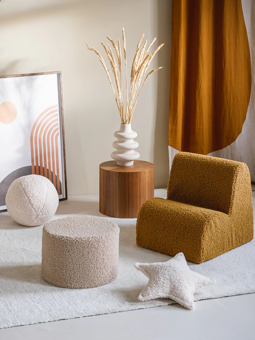 Poltrona velluto bouclet – 3 colori disponibili