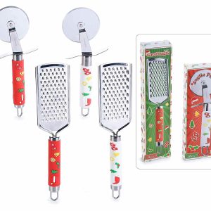 COPPIA Utensile cucina acciaio inox c/manico silicone scat. regalo
