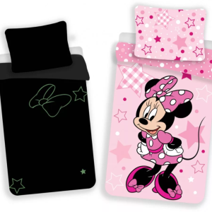 SET LENZUOLA MINNIE SI ILLUMINA AL BUIO !