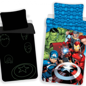 SET LENZUOLA AVENGERS  SI ILLUMINA AL BUIO !