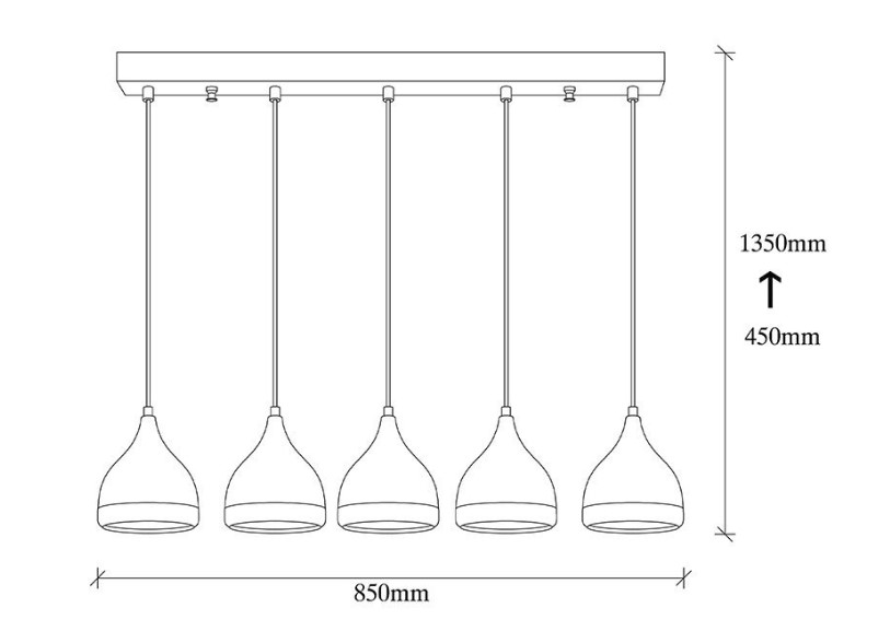 LUCE SOSPESA A 5 LUCI ELLEN - immagine 5