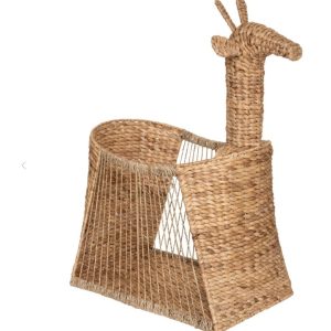 Cestino per bambini “Giraffa”, portagiochi intrecciato H79 cm