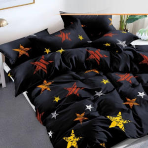 Set COPRIPIMONO CON FEDERA – STELLE E NERO cotone 200×220 3 parti