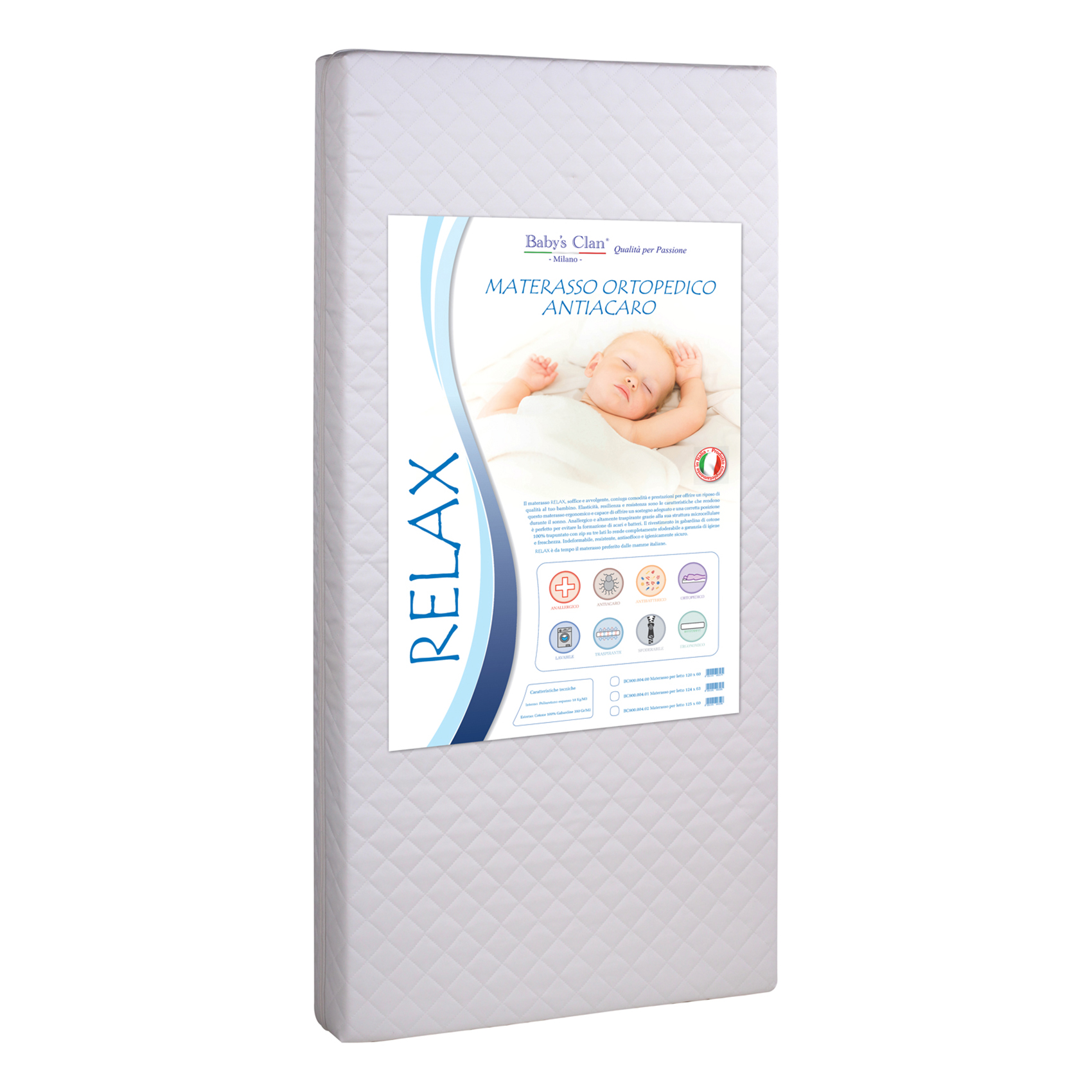 Relax – Materasso lettino con rivestimento in cotone trapuntato – Baby’s Clan - immagine 2