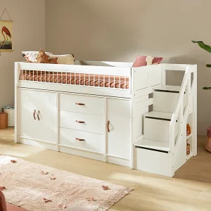 Letto semi alto All-in-one doghe deluxe bianco