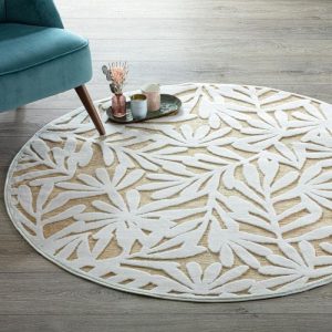 TAPPETO IL RILIEVO – foglia avorio D160 cm