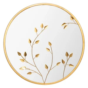 Specchio “Feuille” Metallo dorato, D. 58 cm