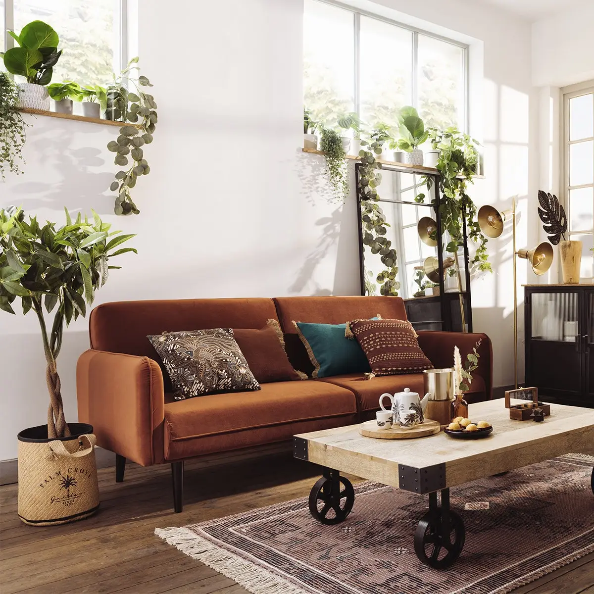 Albero di pachira artificiale “Bota”, vaso in cemento, H110 cm - immagine 3