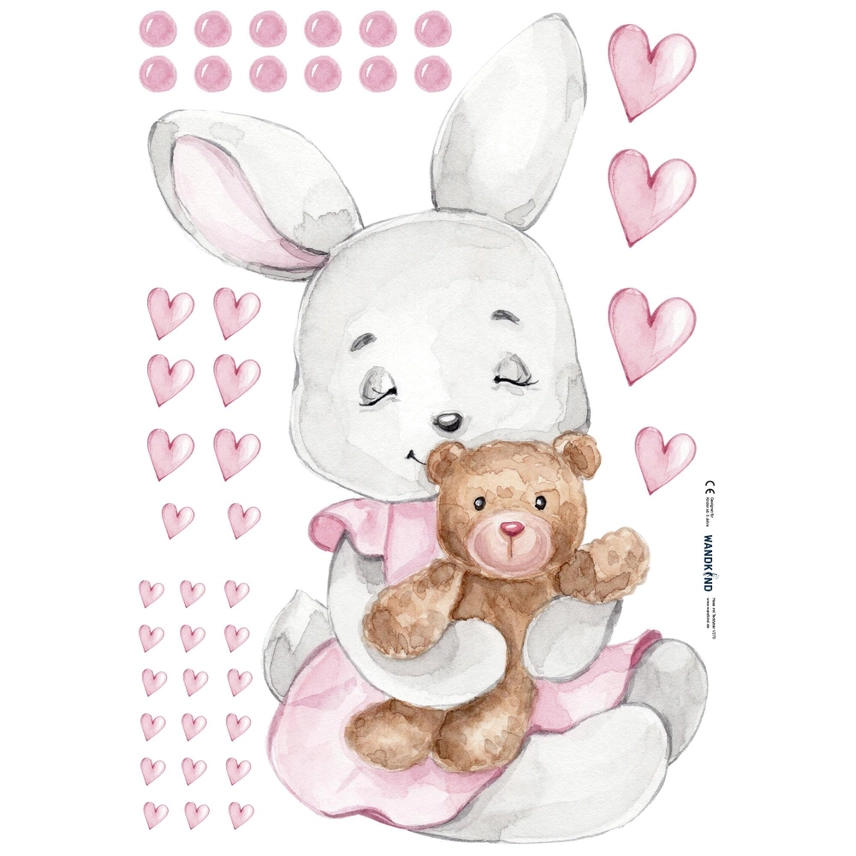 Adesivo da parete con coniglio con orsacchiotto - immagine 3