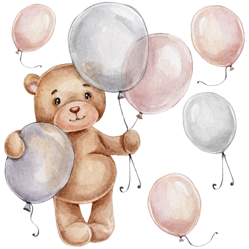 Adesivo da parete DOLCE ORSO E I SUOI PALLONCINI - immagine 2
