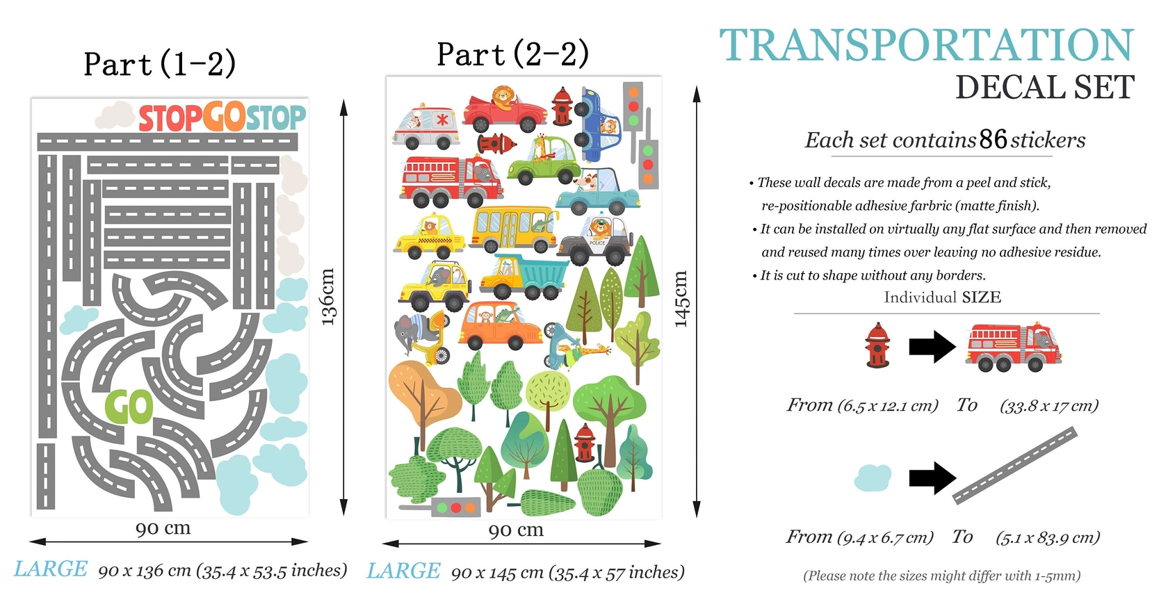 Adesivo murale rimovibile con animali autisti su pista forestale - immagine 7