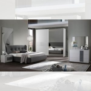 CAMERA DA LETTO MATRIMONIALE COMPLETA  BLOSSOM CON LETTO CONTENITORE COLORE STONE GREY