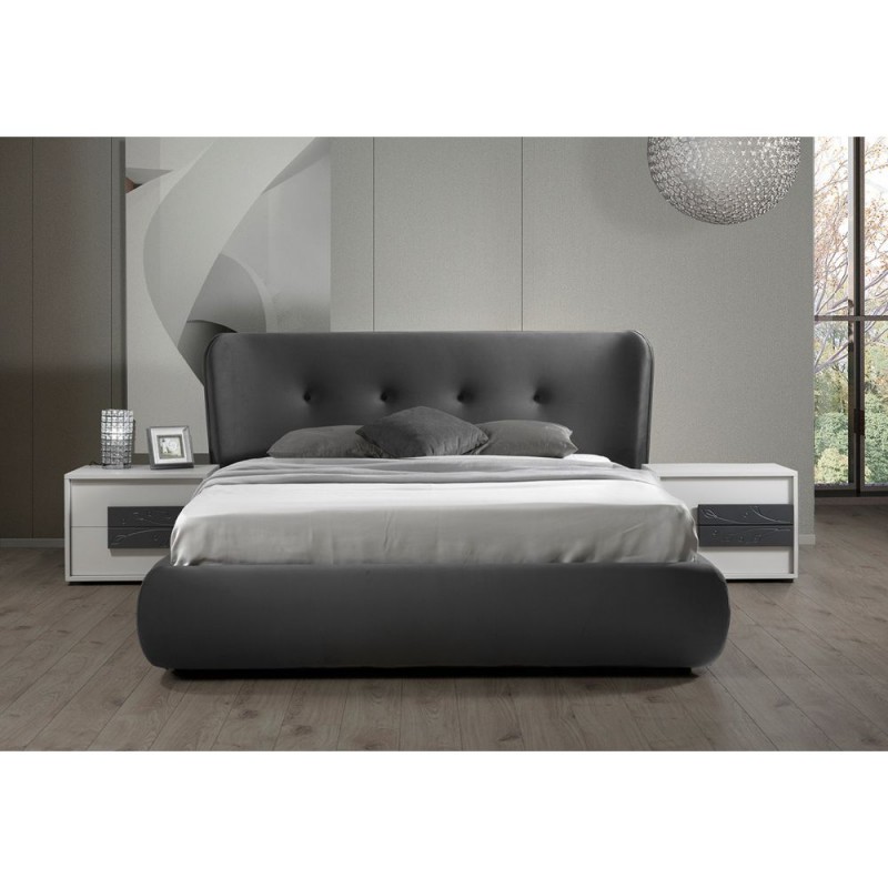 CAMERA DA LETTO MATRIMONIALE COMPLETA BLOSSOM CON LETTO CONTENITORE COLORE STONE GREY - immagine 7