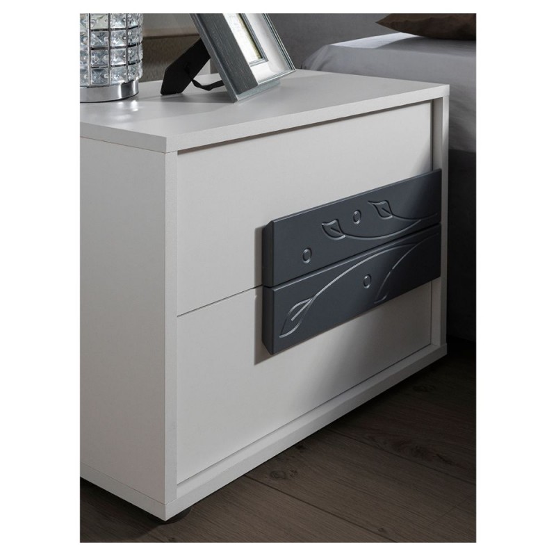 CAMERA DA LETTO MATRIMONIALE COMPLETA BLOSSOM CON LETTO CONTENITORE COLORE STONE GREY - immagine 5