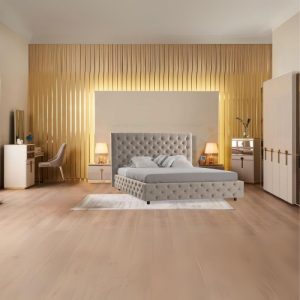 Camera da letto completa  Eliza in MDF laccato colore vizon cream con particolari oro