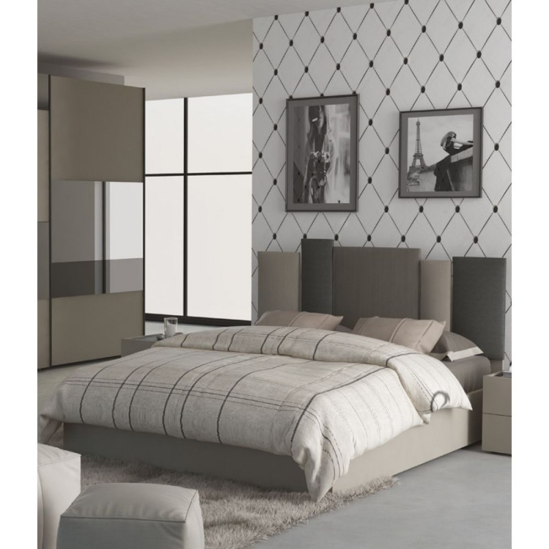 CAMERA DA LETTO MATRIMONIALE COMPLETA KAROL COLORE TORTORA EFFETTO MARMO NERO - immagine 5