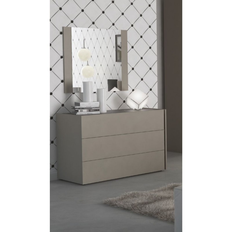 CAMERA DA LETTO MATRIMONIALE COMPLETA KAROL COLORE TORTORA EFFETTO MARMO NERO - immagine 7