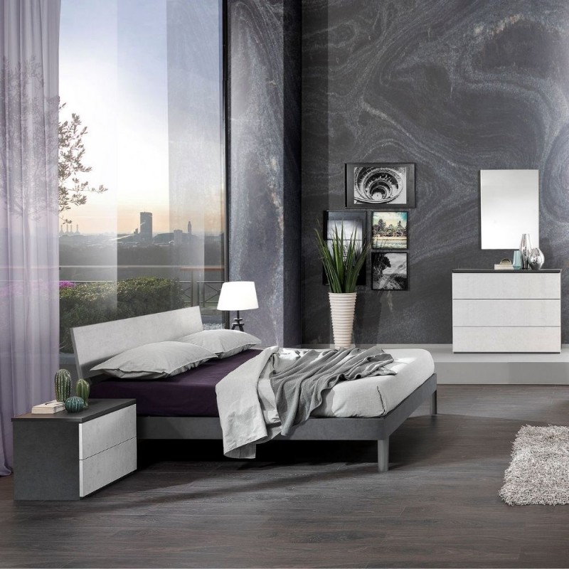 CAMERA DA LETTO MATRIMONIALE COMPLETA MANITOBA GRIGIO CEMENTO - immagine 4