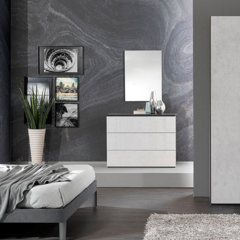 CAMERA DA LETTO MATRIMONIALE COMPLETA MANITOBA GRIGIO CEMENTO - immagine 3