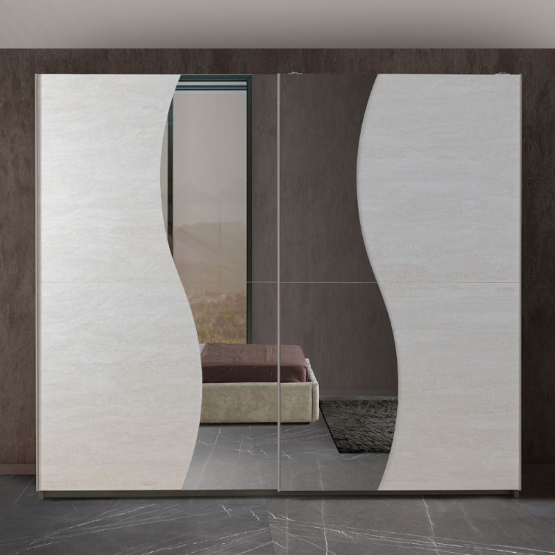 CAMERA MATRIMONIALE COMPLETA TWIN CON LETTO CONTENITORE COLORE GRIGIO - immagine 3