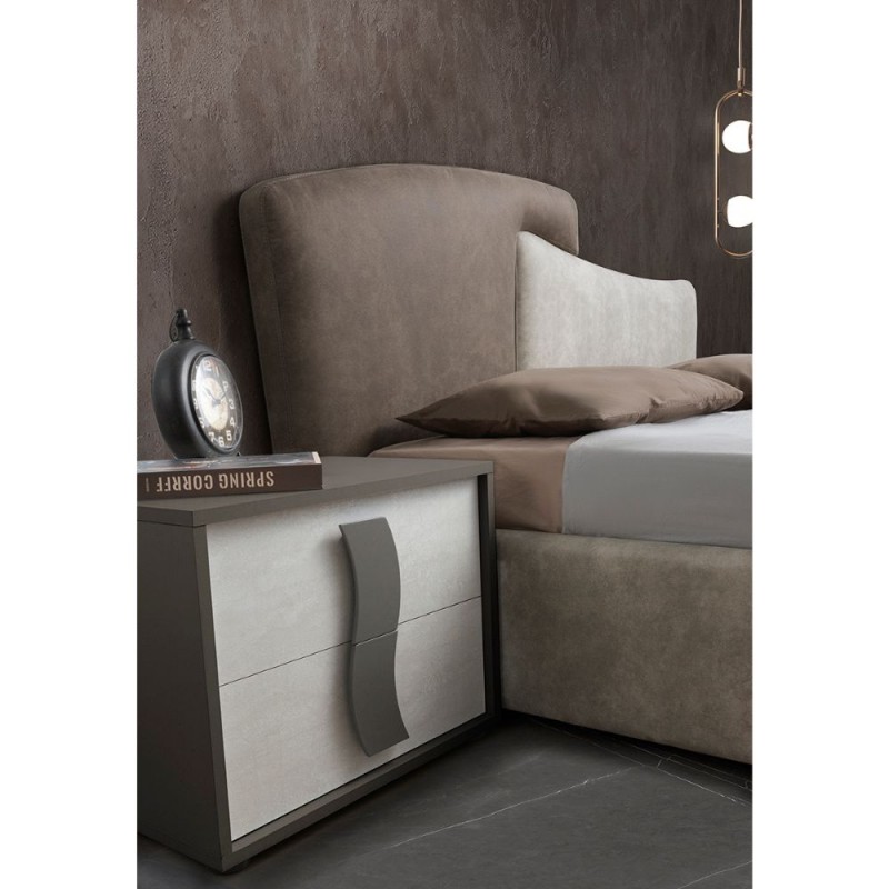 CAMERA MATRIMONIALE COMPLETA TWIN CON LETTO CONTENITORE COLORE GRIGIO - immagine 7