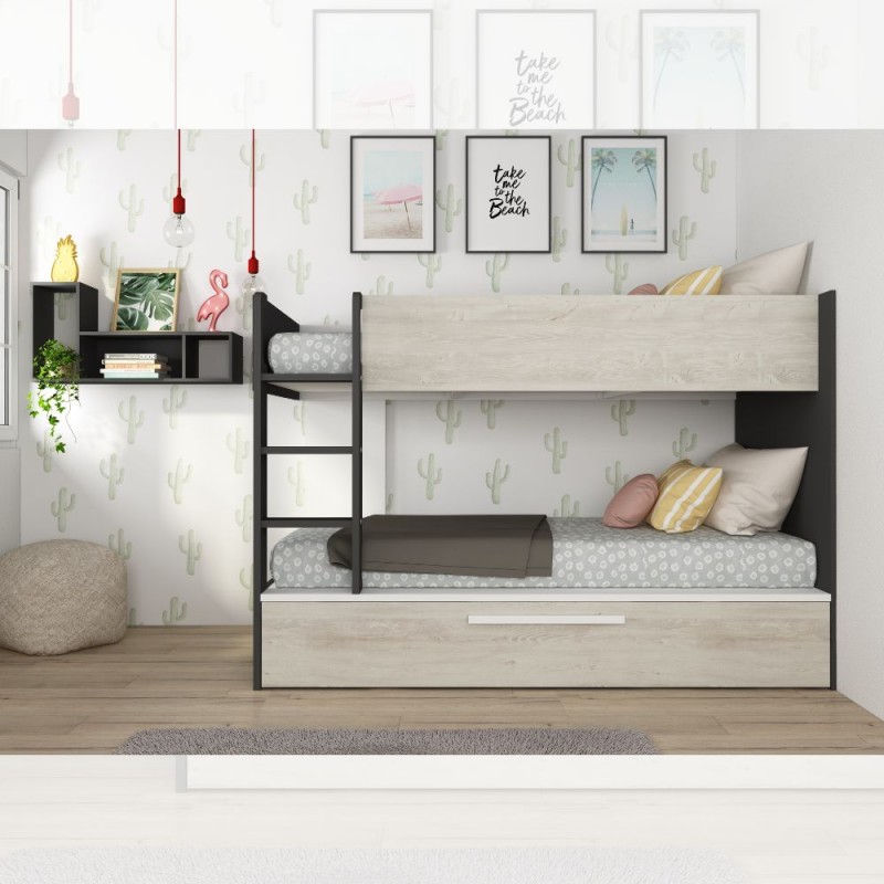 CAMERETTA SEMPLICITA’ CON LETTO A CASTELLO CON LETTO ESTRAIBILE 3 COLORI DISPONIBILI - immagine 7