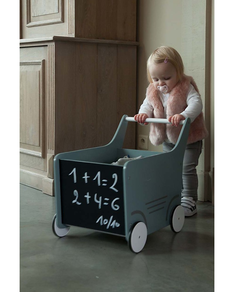 CARRELLO PORTAGIOCHI in Legno con Lavagna – CHILDHOME - immagine 2